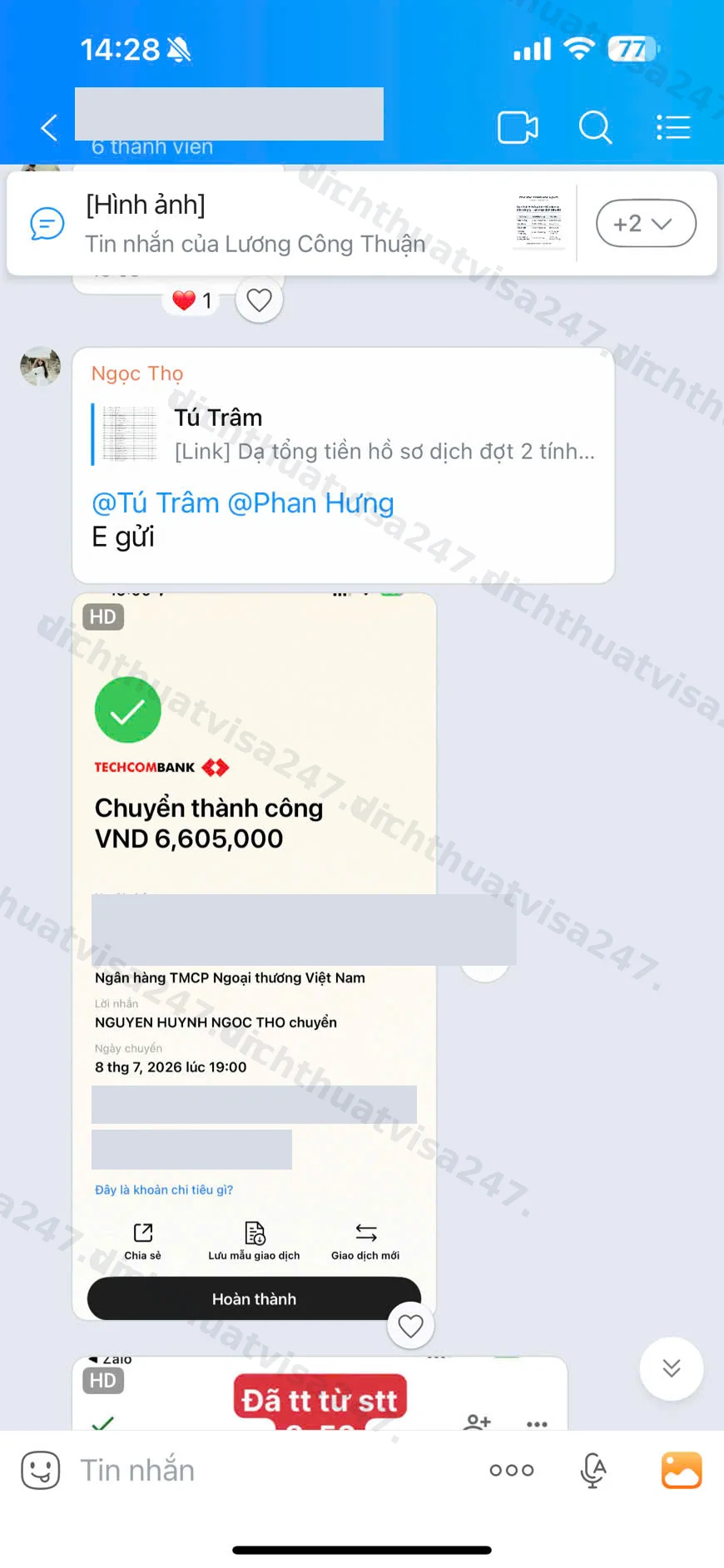 Ảnh minh hoạ quy trình làm việc thực tế qua Zalo với CTV/đại lý #4