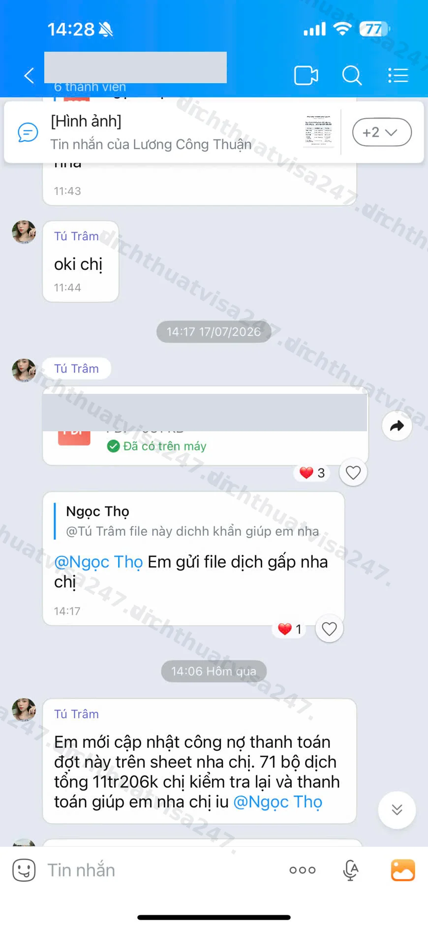Ảnh minh hoạ quy trình làm việc thực tế qua Zalo với CTV/đại lý #9