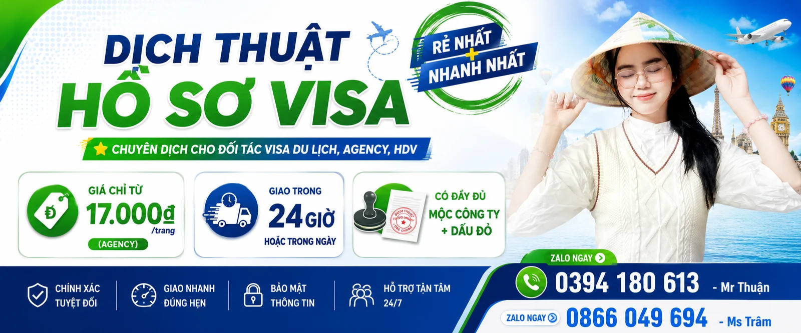 Dịch thuật hồ sơ visa — chuyên dịch cho đối tác visa du lịch, Agency, HDV