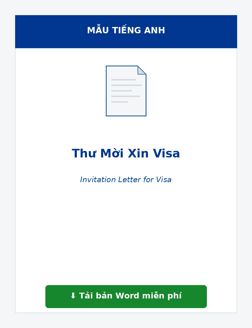 Mẫu thư mời xin visa tiếng Anh cho người thân ở nước ngoài mời sang thăm